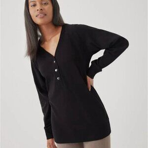 Pact Organic Cotton Airplane Button Tunic Black Size M